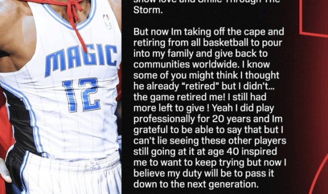 魔兽霍华德长文宣布退役 结束20年篮球职业生涯